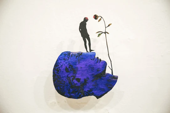 Rolands Krutovs „Sukurti iš to paties / Created from the same matter“, 2019. Iš triptiko „Poetiniai dalykai“. XI-oji tarptautinė tekstilė miniatiūrų bienalė „Matmuo / Measure“. Galerija „Arka“. / Giedriaus Akelio nuotr.